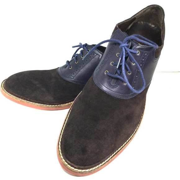 Cole Haan Brown Suede Blue Leather Oxford Shoes main image 11